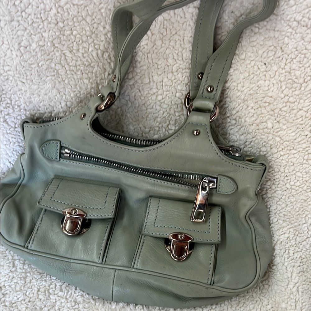 Marc Jacobs Green Shoulder Bag with Silver Hardware